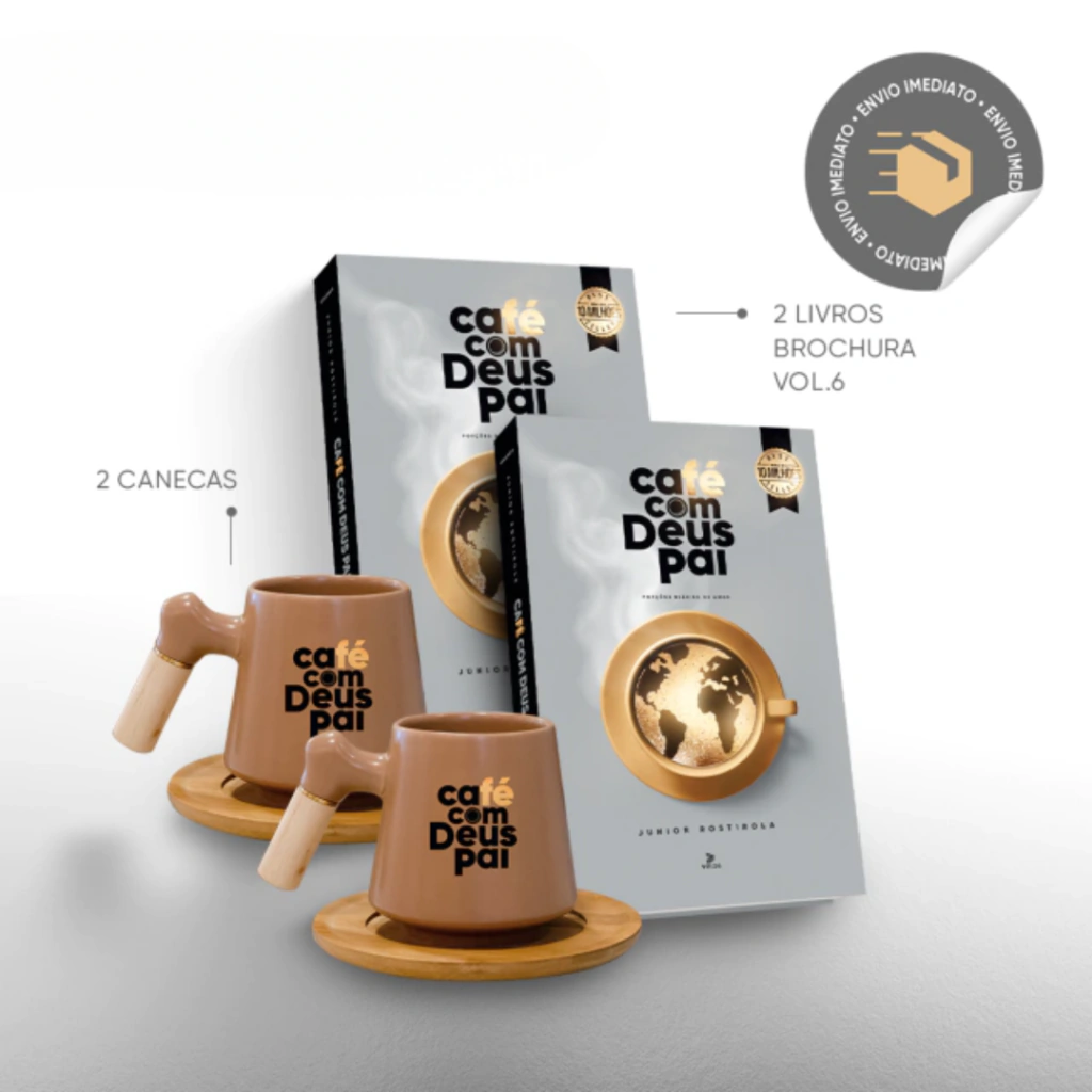 2 livros Café com Deus Pai vol. 6 (brochura) + 2 canecas