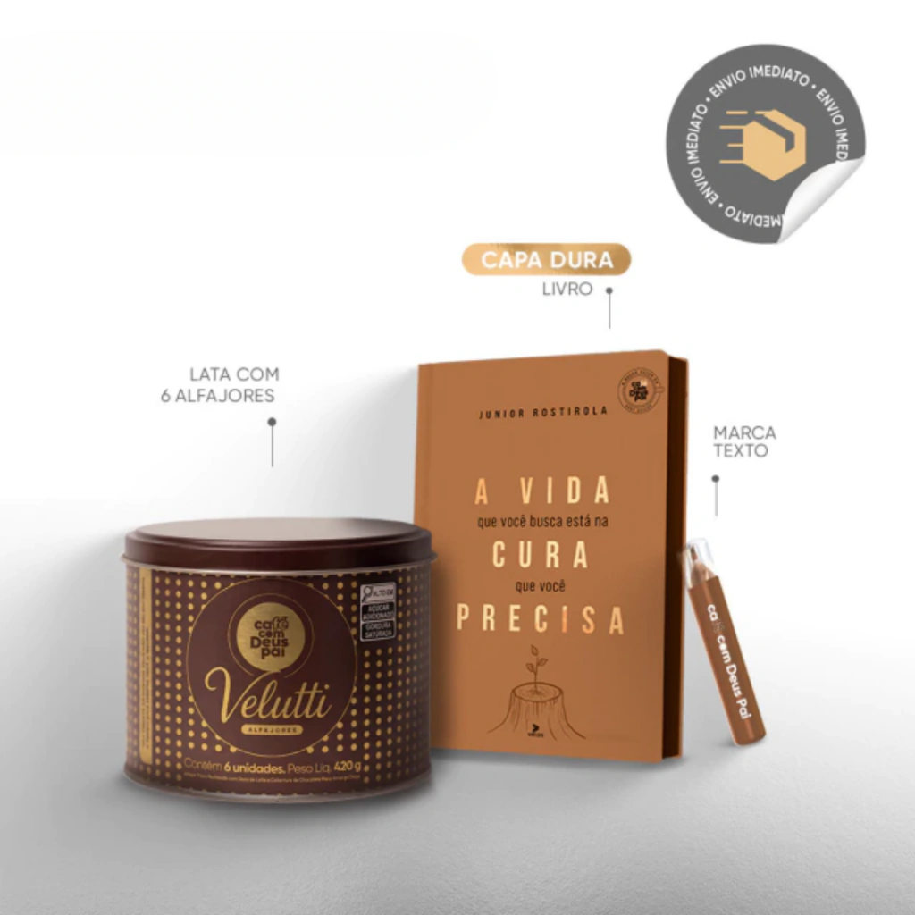 A vida que você busca está na cura que você precisa + Lata Alfajor Velutti com 6 un + marca-texto