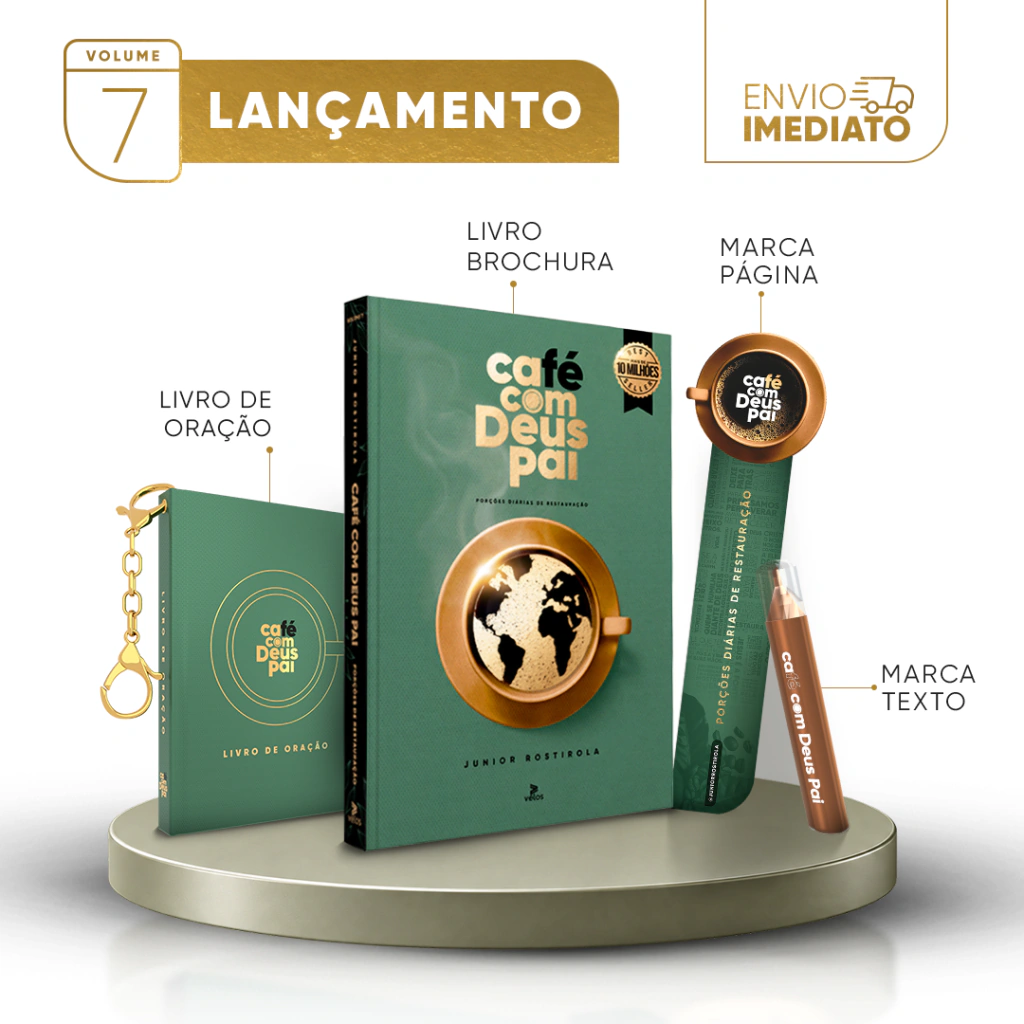 Café com Deus Pai Vol. 7 (Brochura) + Livro de Oração (Verde) + Marca-texto