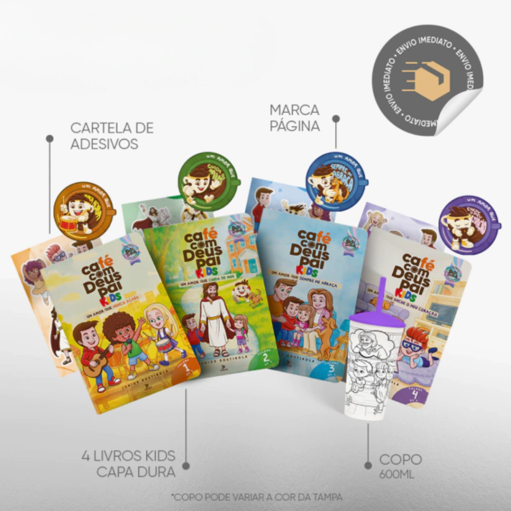 Combo Café com Deus Pai Kids | 4 volumes + Copo