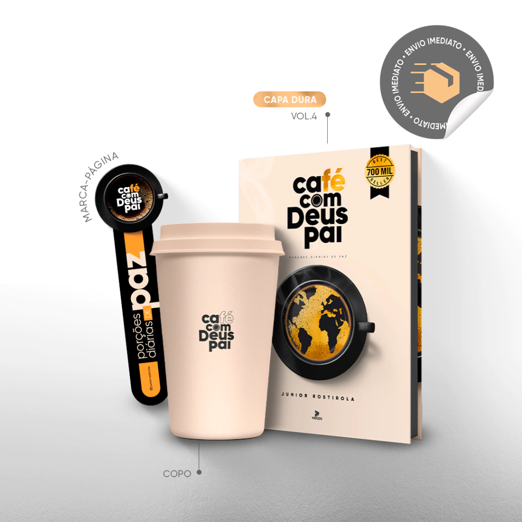 Café com Deus Pai Vol.4 (capa dura) + copo (400ml)