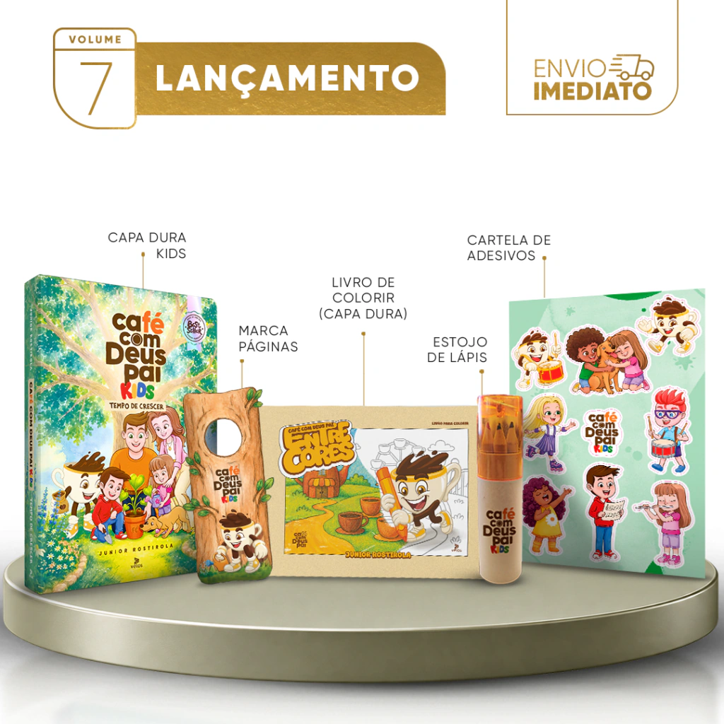 Café com Deus Pai Kids: tempo de crescer + Entre cores (capa dura) + estojo de lápis de cor