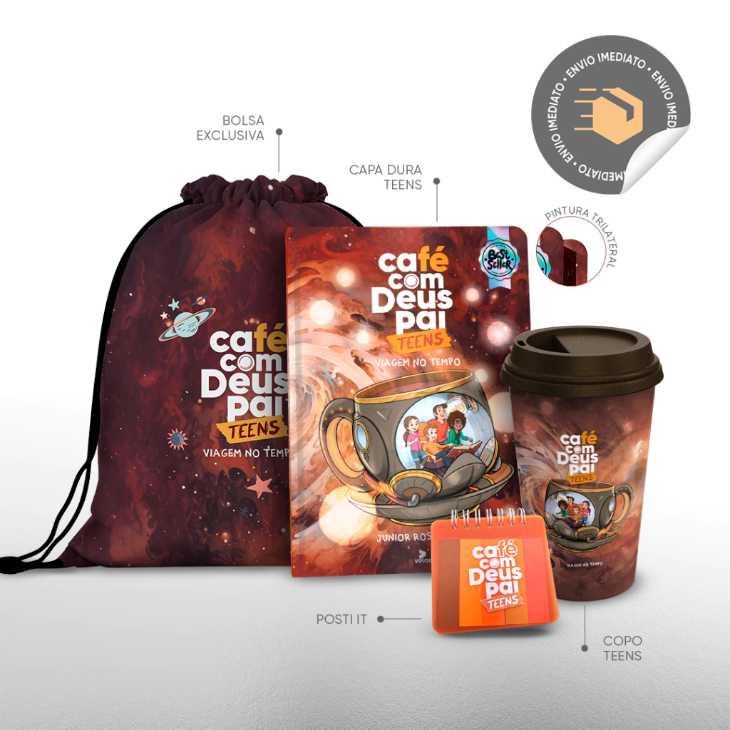 Café com Deus Pai Teens 2025 + Post-it + Copo Teens + Bolsa