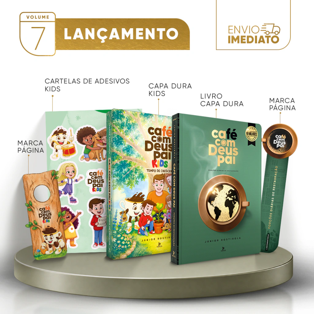 Café com Deus Pai Vol. 7 (capa dura) + Café com Deus Pai Kids | É Tempo de Crescer