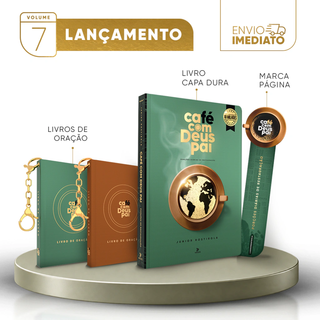 Café com Deus Pai Vol. 7 (capa dura) + Livro de Oração (Verde) + Livro de Oração (Marrom)