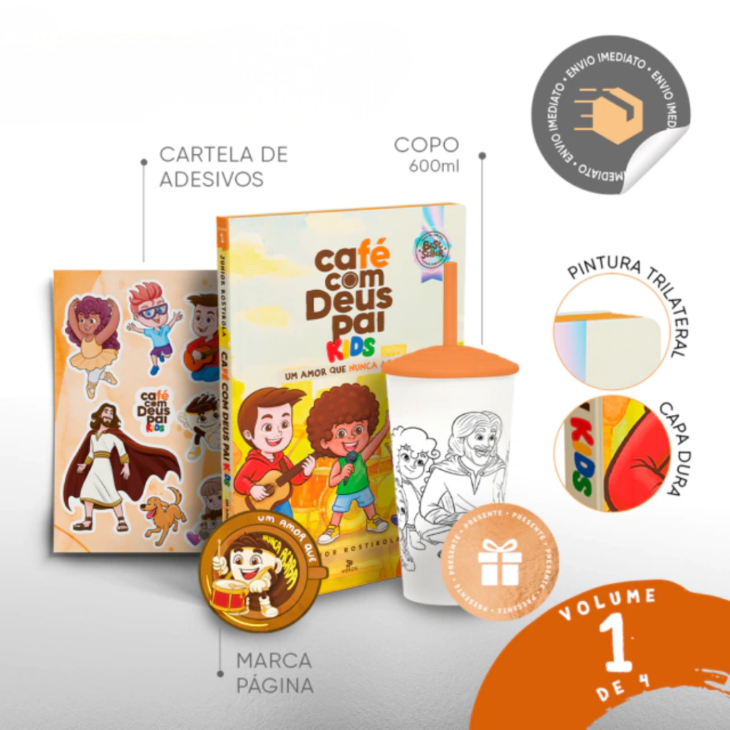 Volume 1 Café com Deus Pai Kids + Copo