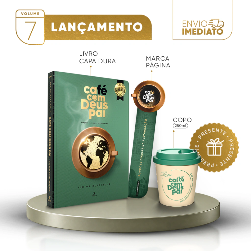 Café com Deus Pai Vol. 7 (capa dura) + Copo 250 ml